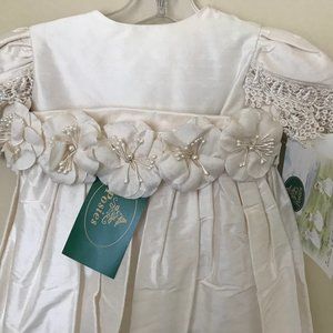 Posies "Wispy Gown" Christening Silk Gown w Bonnet  Inf NEW w Tags